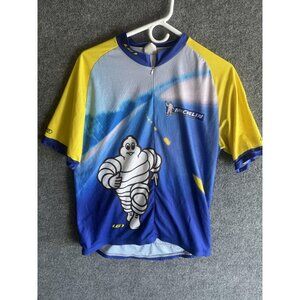 Louis Garneau Cycling Jersey Mens XXL Blue Michelin 1/4 Zip Short Sleeve Pockets
